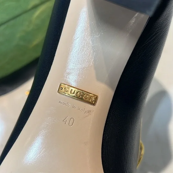 Gucci with Leather GG Supreme Embellished Mid-Heel Loafer Pump (Size 40) - Picture 13 of 13